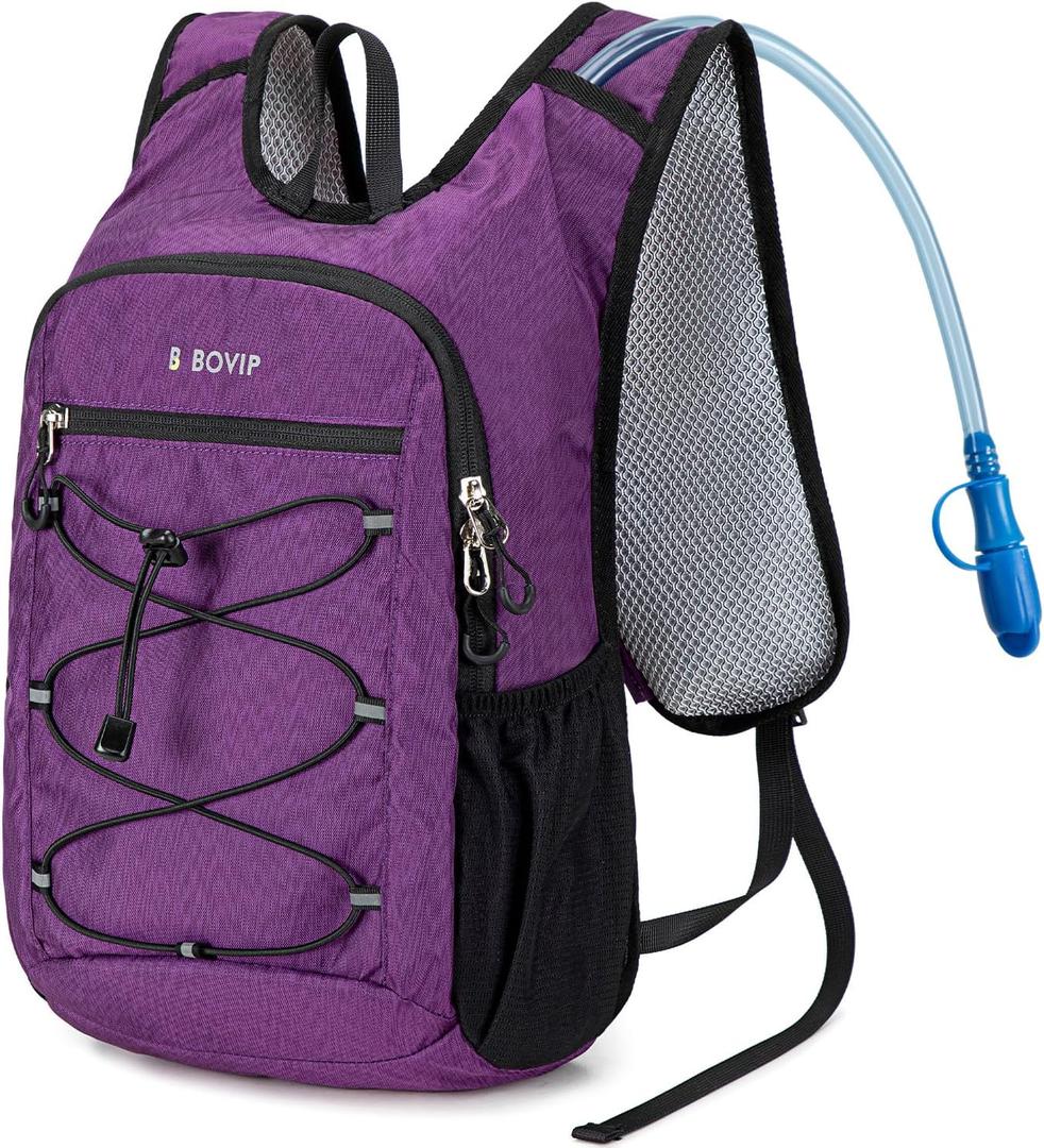 BOVIP Lightweight Hydration Back,15L Multipurpose Hiking Backpack with 1.5L Water Bladder ,Hydro Water Daypack for Cycling Hiking Rave for Men Women (Purple) BOVIP Lightweight Hydration Back,15L Multipurpose Hiking Backpack with 1.5L Water Bladder ,Hydro Water Daypack for Cycling Hiking Rave for Men Women (Purple)