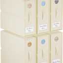 TRZZ 6-Pack Bed Sheet Organizers and Storage, Foldable Linen Bins with Window and Labels, Bedding Holder for Queen/King Duvet Covers, Keeps Bedding Neatly Organized and Accessible (Beige)