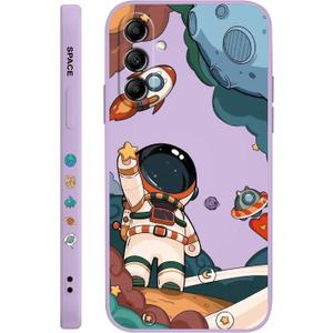 for Samsung Galaxy A14 Case - Astronaut Pattern, Shockproof & Anti-Fall Protective - Grass Purple
