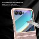 Ninki Glitter Leather Case for Motorola Razr Plus 2024, Flip Phone Case with Screen Protector - Rose Gold