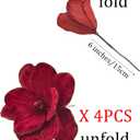 M2cbridge Christmas Velvet Flower Magnolia Flowers Artificial Poinsettia Stems Wedding Party Decor,4PCS (Burgundy)