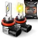 SEALIGHT H11 LED Fog Light Bulbs Yellow, 12000LM H8 H16 H11 Yellow LED Fog Light Bulb 600% Brightness Upgrade, 1:1 Size 100% Installation for Trucks Cars, 3000K Amber Yellow, Pack of 2