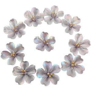 10 PCS 3D Flower Ceramic Tiles,1.6" Handmade Procelain Ceramic Flowers for Artwork,Fish Tank,Vases,Living Room, Dining Table,Office, Home Floral Decor (Single-Flowered Iridescent Purple)