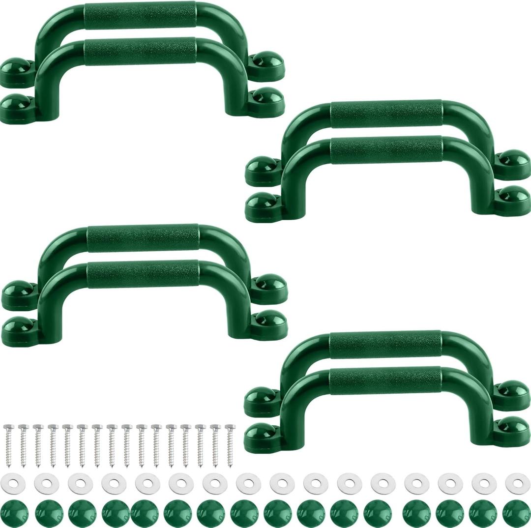 Set of 8 Playground Safety Handles for Kids Playground Handles Swing Set Accessories Safety Hand Grips for Playset Playhouse Treehouse Climbing Frame (Green)
