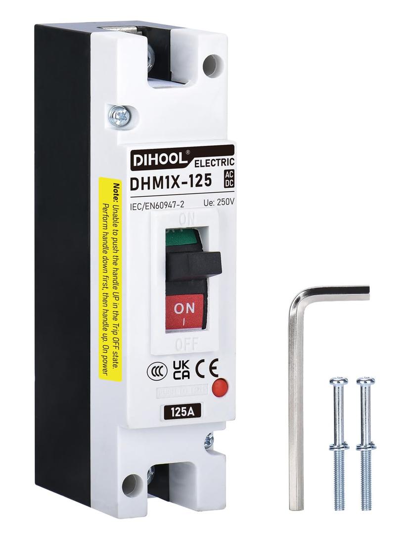DIHOOL 125 Amp Heavy Duty Battery Disconnect Switch, DC Circuit Breaker for Car Audio RV Marine Boat Truck Trolling Motors