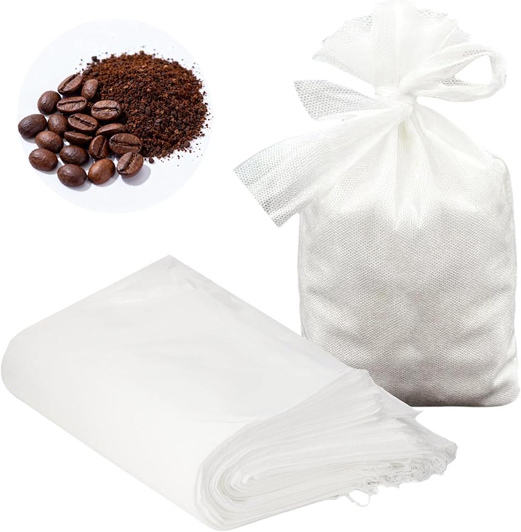 100 Pcs Cold Brew Coffee Filter Bags, 19.7 x 15.7 in Extra Thick No Mess Disposable Filter Bag with Drawstring, Fits 3 and 5 Gallon Buckets for Coffee Shop Filter, White