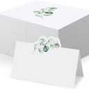 150Pcs Place Cards for Table Setting 3.5 x 2 Inch Self-Stand Wedding Place Cards with Eucalyptus Pattern Tent Card Table Name Card Food Labels for Party Buffet Banquets Parties