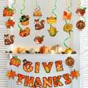 2 x Thanksgiving Decorations Hanging Swirl Pendant & Hanging Give Thanks Banner for Indoor Home Fall Party Decorations Thanksgiving Decor Office Classroom School Decor