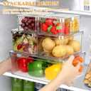 14 Pack Fridge Organizer, Stackable Refrigerator Organizer Bins with Lids PBA-Free, Clear Fridge Organizers and Storage for Kitchen, Countertops, Cabinets, Fridge, Drinks, Fruits, Vegetable, Cereals