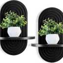 Heiple Set of 2 Boho Arched Floating Shelves 15.7”x 7.8”3D Wooden Hanging Shelf for Living Room Bedroom Nursery Mid Century Modern Wall Decor(Black, 11.7 * 15.7)