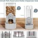 Yummy Sam Hanging Cage Automatic Small Pet Food Bowl Water Bottle Dispenser, Detachable Auto Gravity 1.2L Self-Feeding Feeder and 0.52L Waterer Set Kennel Feeding Station for Puppy Cats Rabbit(Grey)