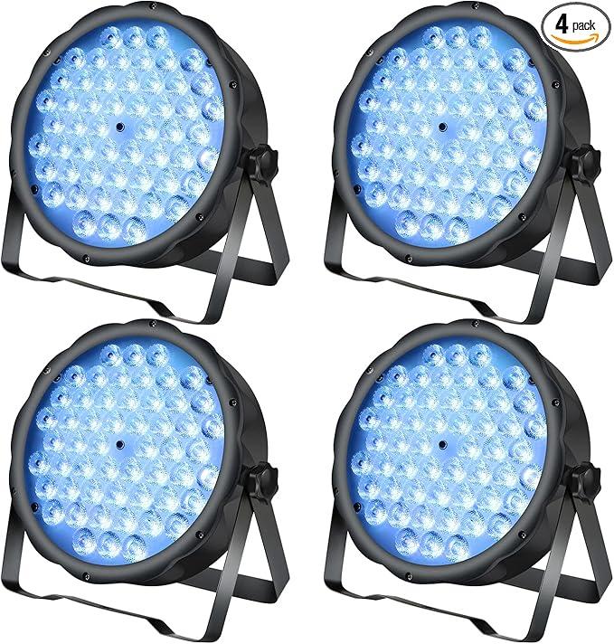 BETOPPER LED Par Lights 54 x 1.5W, RGB Stage Lights DMX DJ Lighting Sound Activated with Stand, Strobe Light & Wash Par Lighting DMX for Parties, Church, Wedding, Bars, 4 Pack