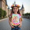 Magic Shirt for Toddler Baby Girls Magical Kingdom Tshirt Cute Castle Outfit Holiday Family Vacation Summer Tee Top (9-10 Years, Tie-dye-b)
