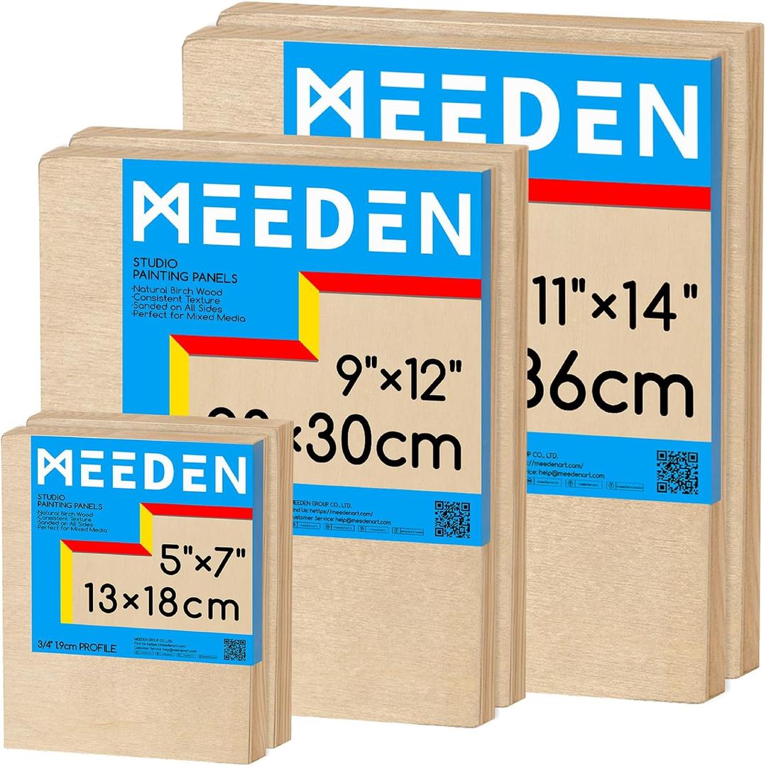 MEEDEN Unfinished Wood Canvas Board:5x7 8x8 11x14 Canvas Panel Pack of 6