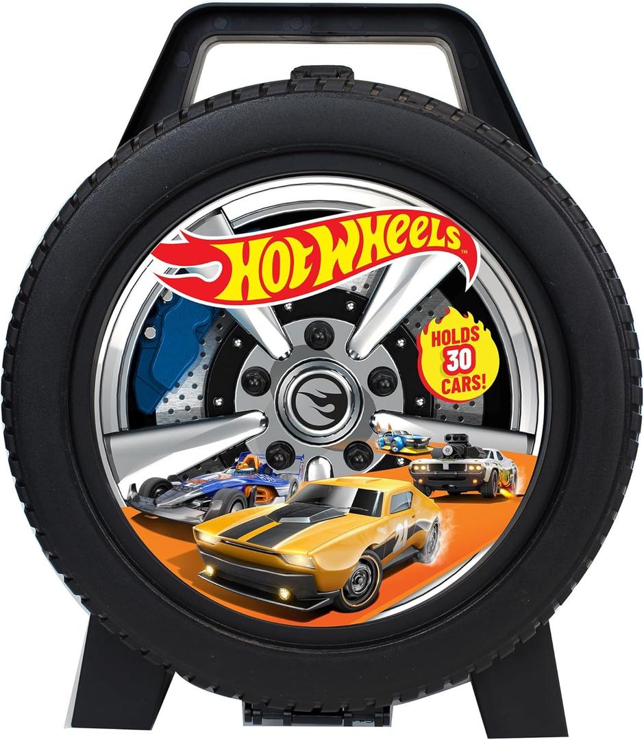 Mattel: Hot Wheels 30 Car Case - Wheel-Shaped Organizer, Storage Accessory, Holds 1:64 Scale Die-Cast Toy Vehicles, Play-Display