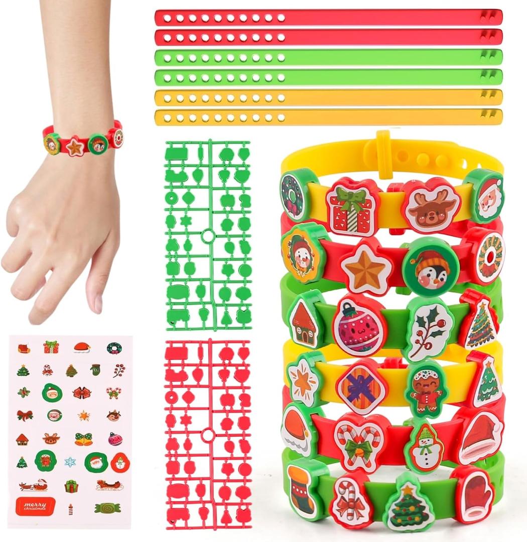 DY-GO DIY Silicone Bracelet Craft Kit for Kids - Adjustable Rubber Wristbands with Stickers & Decorative Accessories for Creative Play and Party Favors, Birthday Gift for Boys Girls Ages 3+