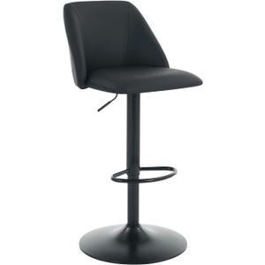 COLAMY Bar Stools Set of 1, Modern Swivel Bar Chairs, Adjustable PU Leather Upholstered Barstools Counter Height with Square Open Back for Bar, Kitchen Island, Dining Room, Black