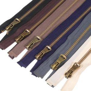 VILLCASE 6 Pcs Metal Separating Zippers for Sewing, 20.86 Inch Heavy Duty Brass Open End Zipper for Kids Jackets, Women's Cropped Coats and Backpacks, Earth Tone Neutral Colors Replacement Kit