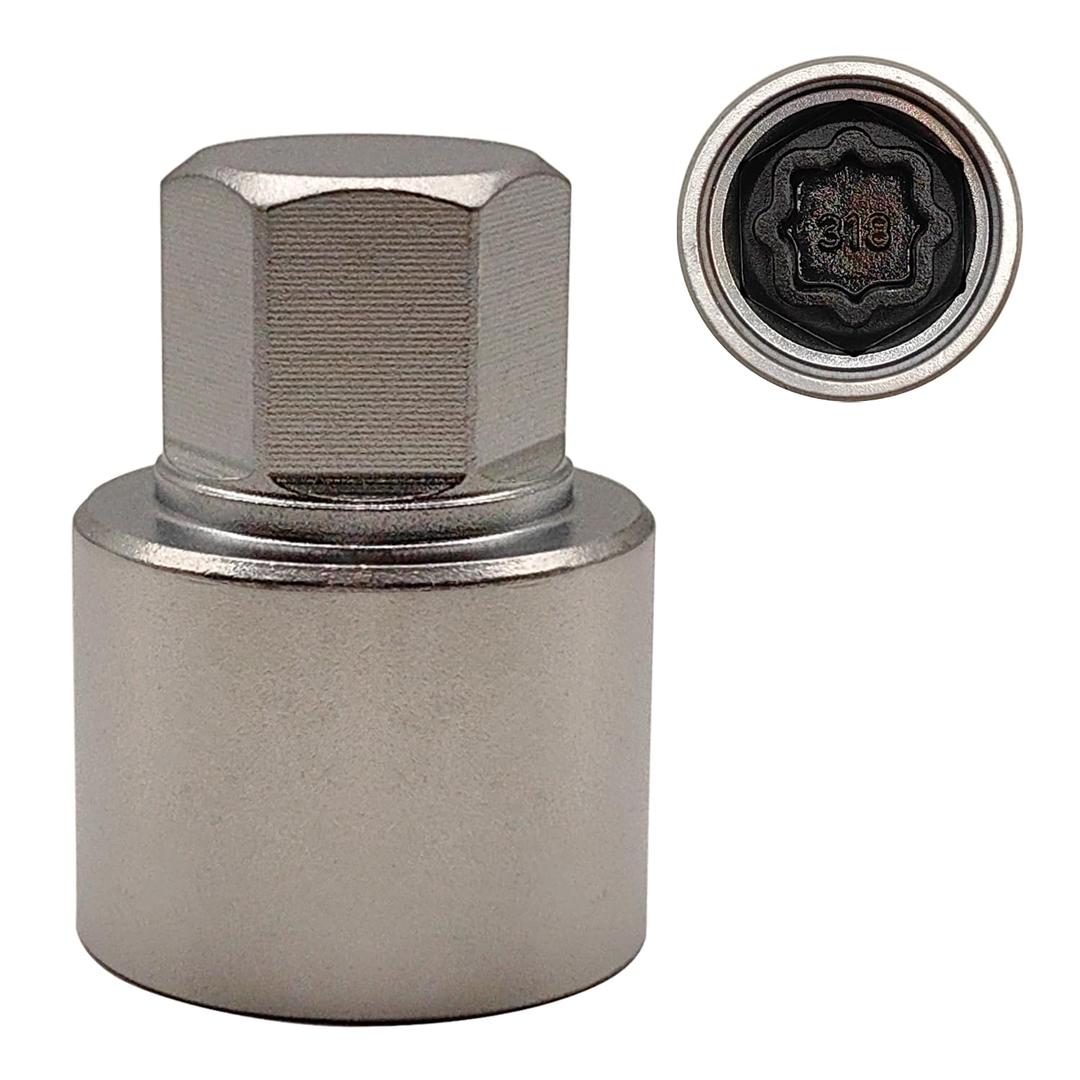 318 Wheel Locking Nut Key Compatible with Mercedes Benz Series, Nut Socket Adapter, Anti-Theft Lug Nut Removal Tool, Anti-Theft Screw Remover