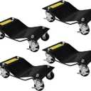 Car Dolly Set of 4 Heavy Duty, 6000 Lbs Capacity Wheel Dolly Car Skates with Wheels and Brakes, Tire Dolly Cart for Moving Cars, Trucks, Trailers, Motorcycles