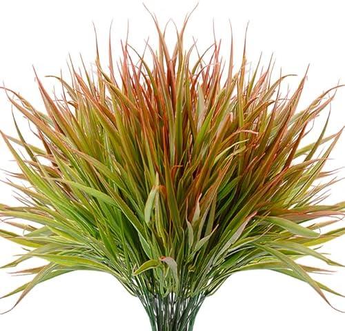 SzJias Outdoor Artificial Plants Fake Grass UV Resistant Greenery Plant Plastic Plants for Home Garden Decorating (15 Pcs)