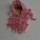Light Pink Wig for Women Short Pastel Wavy Wigs Curly Bob Wigs with Bangs Shoulder Length Colorful Synthetic Wigs for Cosplay Costume Party Daily Use(14 Inches)