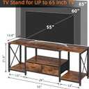 GYIIYUO TV Stand with Fabric Drawer - Entertainment Center and Industrial TV Console Table with Open Storage Shelves for Living Room, Bedroom - 55.1" Rustic Brown