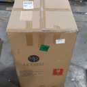 Benjara CID Sten 27 Inch Counter Height Chair, T Shape Back, Linen, Beige and Black