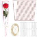 50 Pcs Flower Water Tubes with 50 Pcs White Single Rose Sleeve Single Rose Holder for Bouquets Flower Vials Individual Single Stem Floral Wrapping Bag for Mother's Day Graduation Florist Supplies