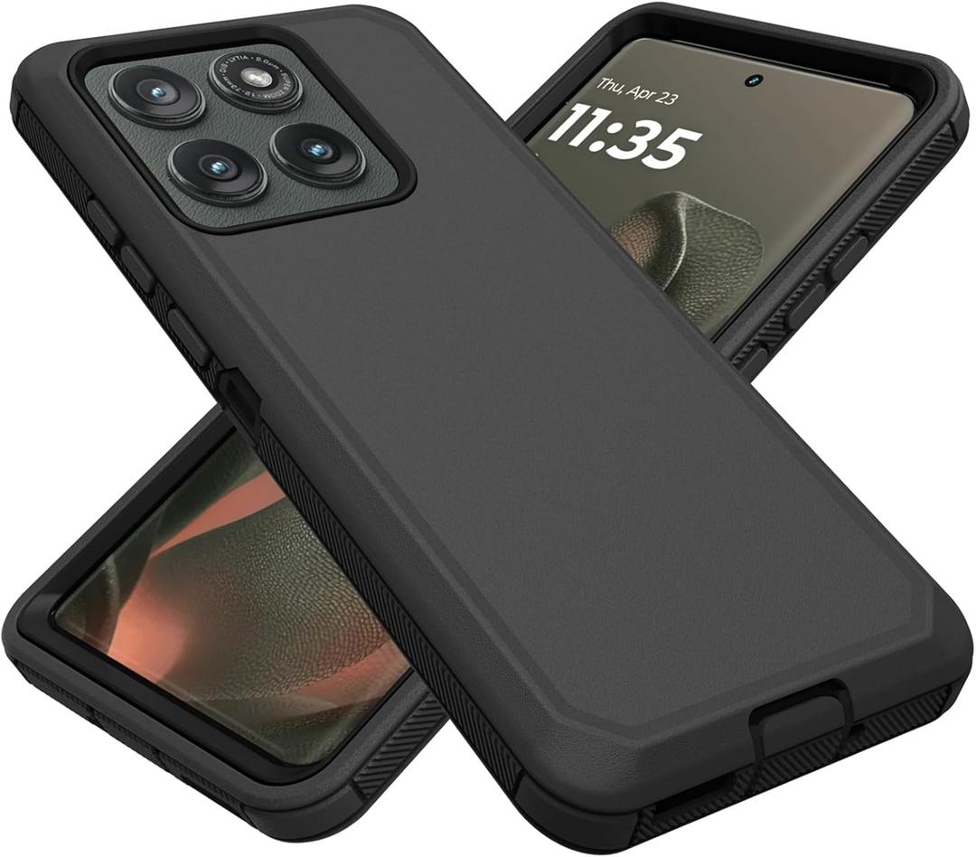 for Motorola Edge 2025 Case, Heavy Duty Defender Case Dustproof Shockproof Protection 3 in 1 Rugged Cover for Motorola Moto Edge 5G 2025 (Black)