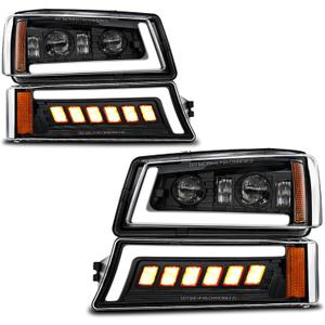 Z-OFFROAD LED Headlights Assembly DOT Approved with DRL Turn Signal Hi/Low Sealed Beam Side Marker Compatible with 2003-2006 Chevy Silverado Avalanche