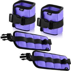 2 Pairs Ankle Wrist Weights for Land or Aquatic Exercise Aqua Cuffs Aqua Aerobics Fitness Bands for Ankle and Wrist Adjustable Weights for Swimming Pool Workout Equipment (1lb, Purple)