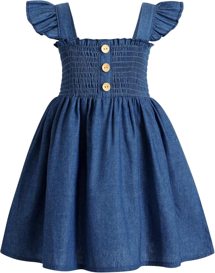 JEELLIGULAR Toddler Dress Ruffle Sleeveless Button Down Dress for Toddler Girl Dress Summer Beach Casual A-line Sundress (6-7 Years)