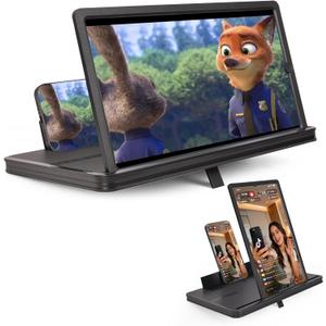 14" Phone Screen Magnifier, 2026 New 2-in-1 3D HD Portable Projector Screen, Vertical & Horizontal Switch for Movies, Gaming & Live Streaming