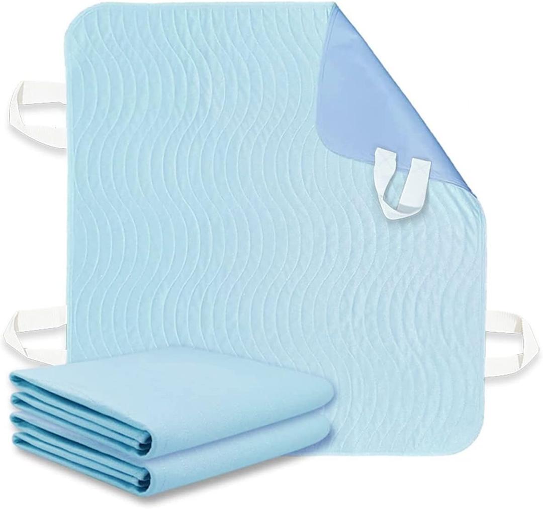 2 Pack Bed Pads for Incontinence Positioning Bed Pad with Handles for Lift and Transfer Reusable Waterproof Bed Pads Washable Incontinence Bed Pads for Elderly Hospital Home Care 36 34
