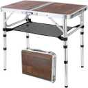 YihuiKo Folding Table, 3 Adjustable Heights, Camping & Outdoor Folding Table with Storage Mesh Layer, Portable for BBQ, Patio, Garden & Indoor (Brown)
(23.6" x 15.8" x 24" Wooden)