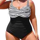 Yonique Women Plus Size One Piece Swimsuits Tummy Control Bathing Suits Twist Front Ruched Swimwear, 24W