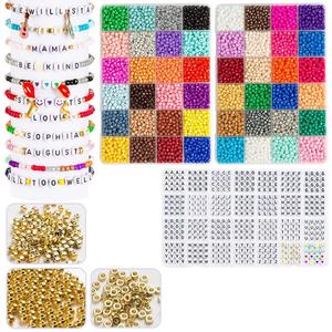 Bracelet Kit - 3 Boxes, 48 Colors, 10000+ Glass Seed Beads, Letter Beads