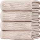 Homaxy 100% Cotton Oversized Waffle Weave Kitchen Dish Towels, Ultra Soft Absorbent Quick Drying Cleaning Towel, 20 x 28 Inches, 4-Pack, Beige