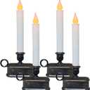 SUNSGNE Battery Operated Window Candles, Flameless Window Candles with Sensor Dusk to Dawn for Holiday Home Table Christmas Decor, 4 Pack, Antique Bronze Base