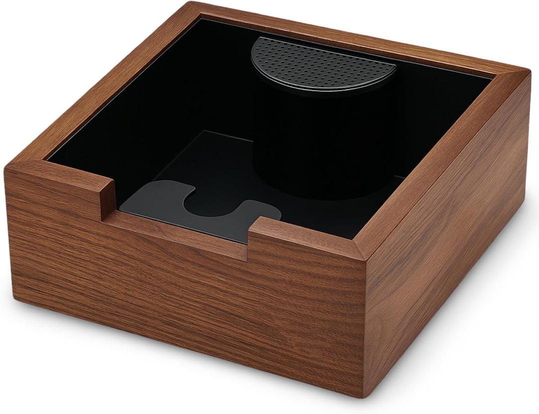 KNODOS Wooden Espresso Knock Box Walnut Dump Bin for Coffee Grounds Disposal Durable, ShockAbsorbent Espresso Machine Accessories, Easy to Clean Tamping Station