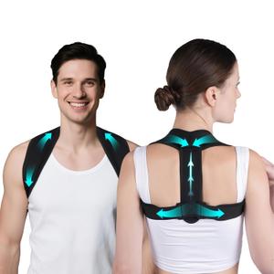 Posturace Posture Corrector for Women & Men - Adjustable Upper Back Brace Straightener Suitable for Lumbar, Shoulder, Neck, Scoliosis, Providing Comfortable Elastic Support and Pain Relief (Black)