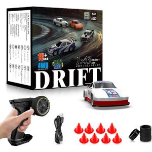 RC Drift car, 1/43 Mini Rc Drift car with Gyroscope, 2.4GHz Full Proportional Remote control Cars, 4WD High Speed Racing with Lights, Racing Tires, Model Cars Gift for Adults, Kids, Boys, Girls
