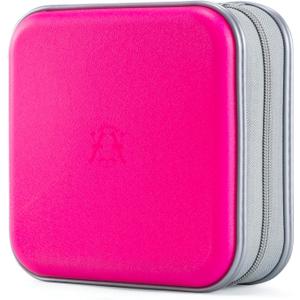 alavisxf xx CD Case, 48 Capacity Hard Plastic DVD Case Portable Zipper CD Holder Large Storage Disc Wallet Bag for Car Home Travel (Hot Pink, 48 Capacity)