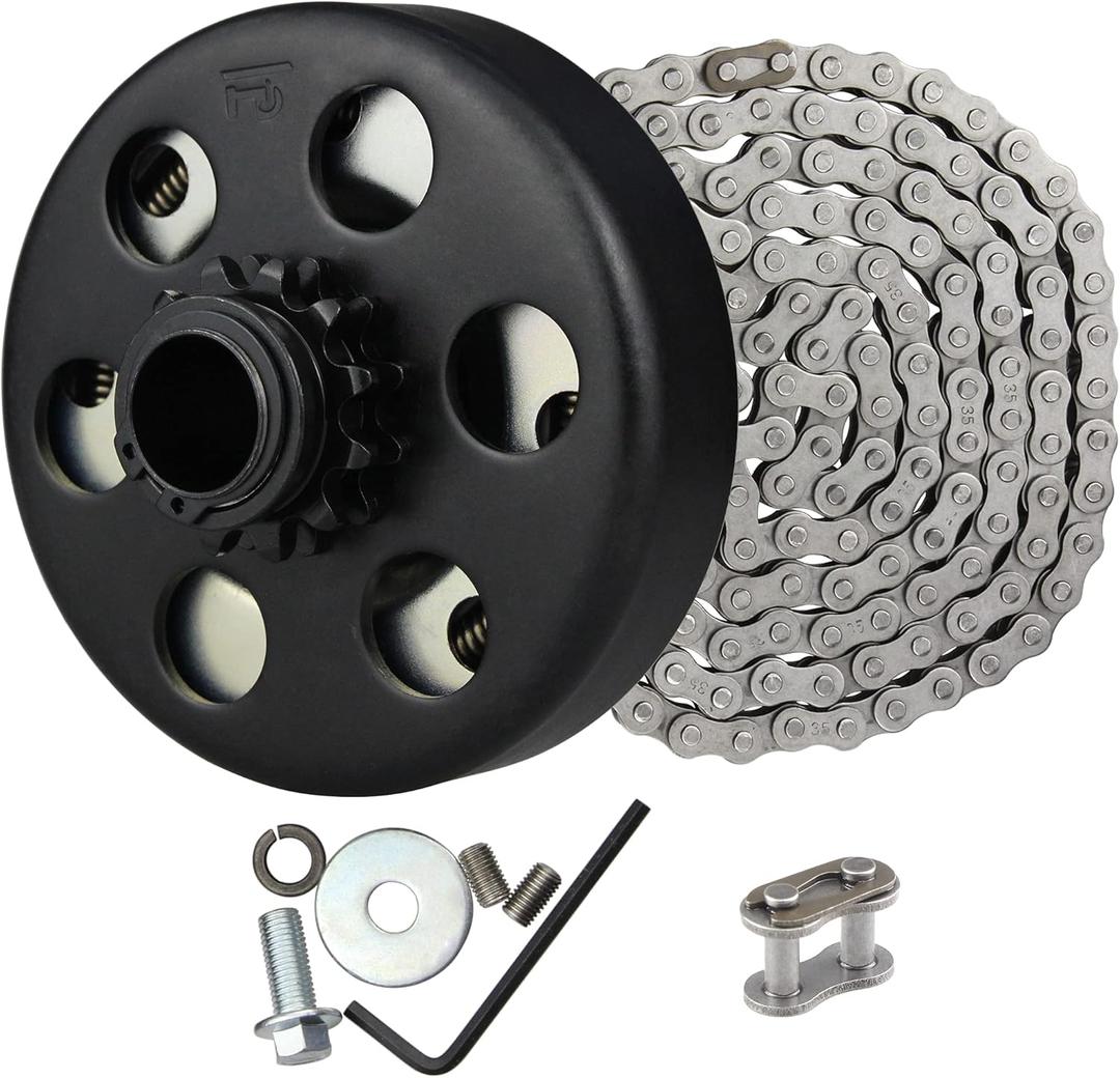 FDJ 3/4" Centrifugal Clutch 12 Tooth with 35 Chain Go Kart Clutch 3/4 Bore and Chain Kit for Mini Bike, Fun Kart, Fits 2-7 HP Honda Engines