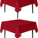 sancua Christmas Red Square Tablecloths 54x54 Inch, 2 Pack - Fabric Table Cloth for Square or Round Tables, Washable Polyester Table Cover for Dinner, Holiday Party, Decorative Display Tables