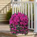 Artificial Geraniums Flowers Faux Plants for Outdoors Outside Spring Decor, 2 PCS UV Resistant Fake Silk Hanging Flowers Long Trailing Vines Look Real for Outdoor Planters Patio Porch Garden, Fuchsia