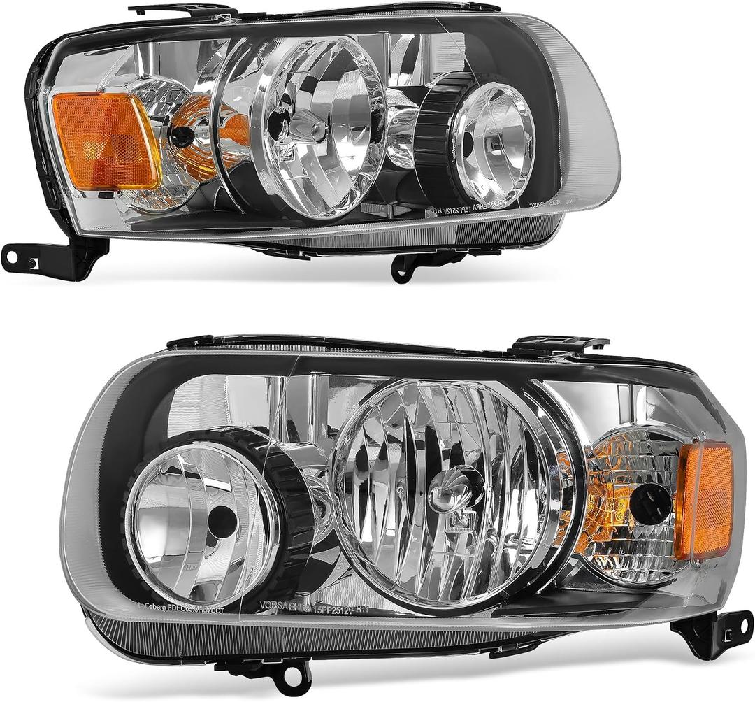 AUTOSAVER88 Headlight Assembly Compatible with 2005 2006 2007 Ford Escape Headlamp Replacement with Clear Lens, Amber Reflector, Black Housing