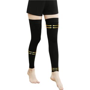 Medical Compression Stockings for Women & Men, 20-30 mmHg Footless Thigh High Compression Socks, Long Graduated Compression Sleeves, Full Leg Pressure Support Hoses for Varicose Veins, Edema (X-Large, Black)