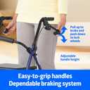 Medline Rollator Walker with Seat, Steel Rolling Walker with 6-inch Wheels Supports up to 350 lbs, Medical Walker, Blue